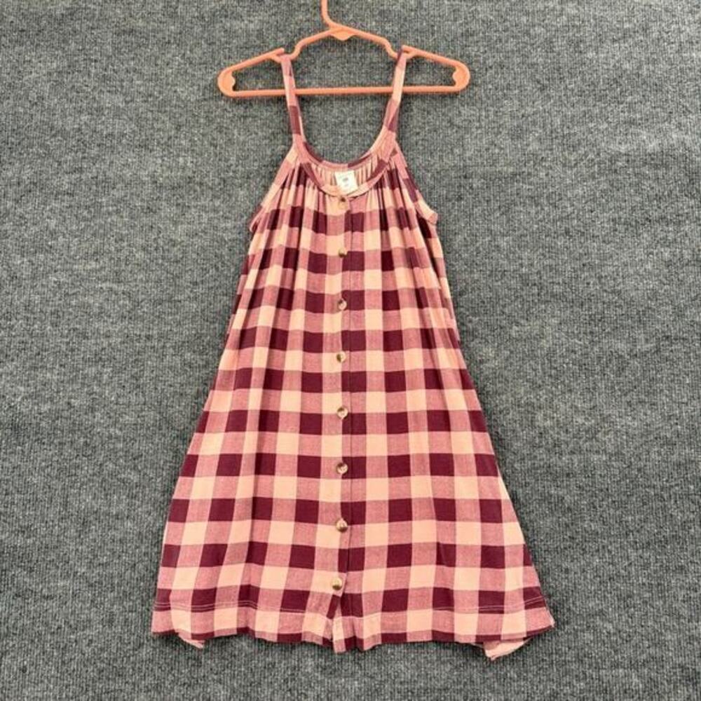 Kate Quinn Dress Girls Sz 6 Pink Buffalo Plaid Sleeveless Bamboo Pockets Swing